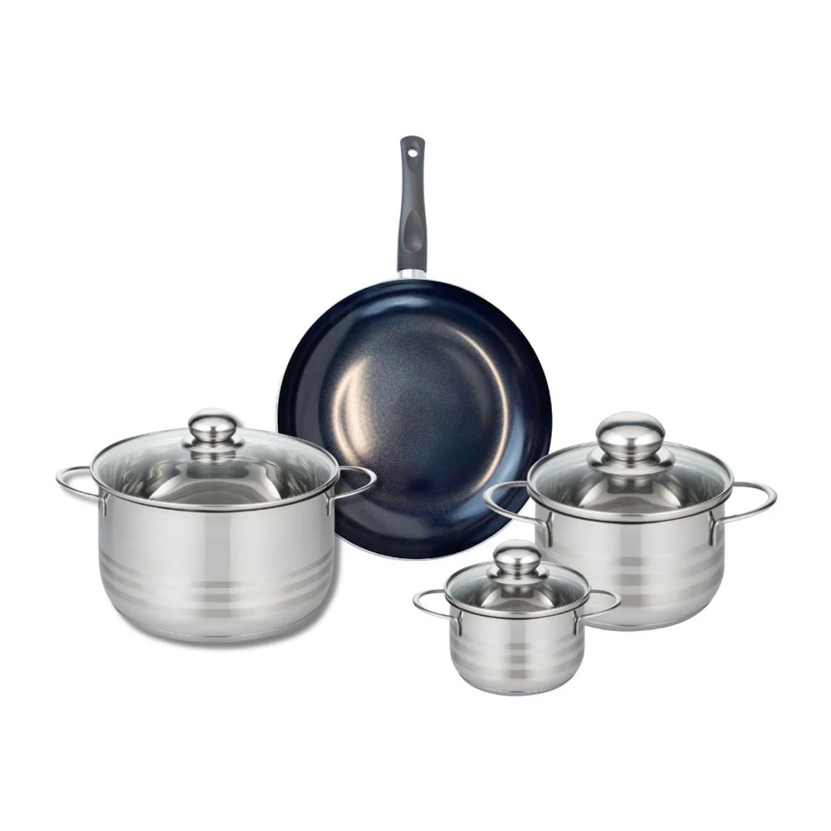 Ensemble de 1 Poêle de cuisson 24 cm et 3 faitouts 12, 16 et 20 cm Elo Prima Brillant
