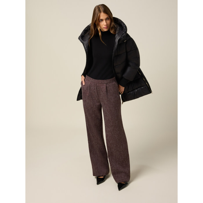 Oltre - Pantaloni palazzo misto viscosa - Bordeaux