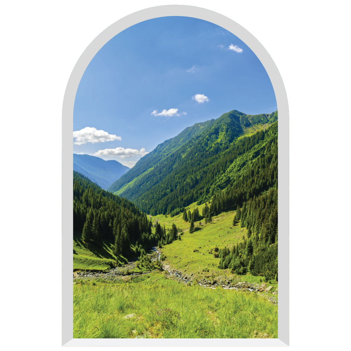 Papier peint intissé pré-encollé fresques géantes - ARCHE PAYSAGE DES MONTAGNES PAISIBLE