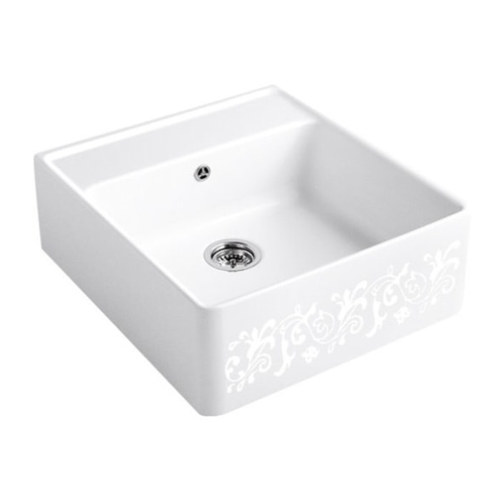 Evier timbre office Tradition White Pearl CeramicPlus avec vidage manuel