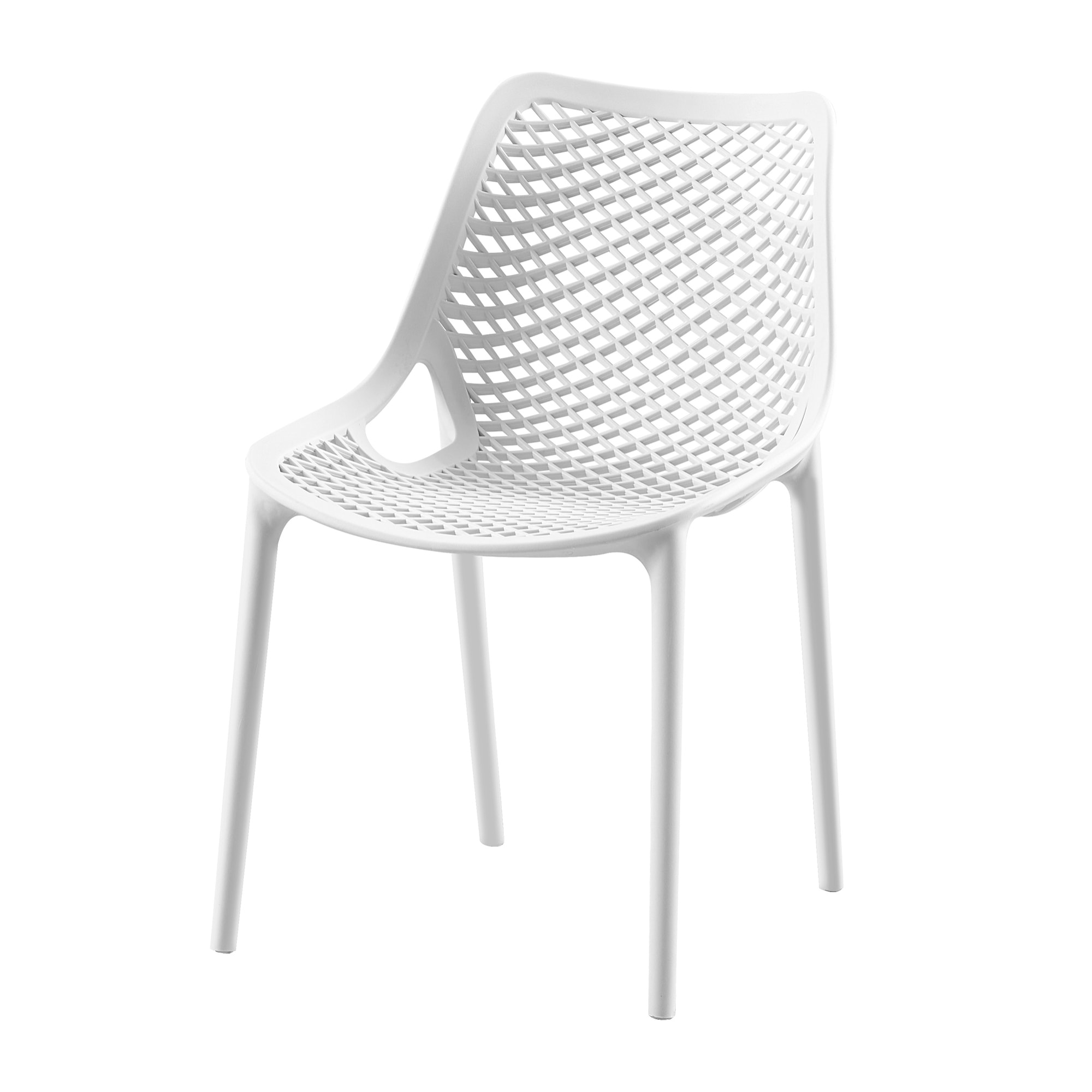 Set da, 4 Sedia Braga 2 In Polipropilene Bianco per soggiorno, cucina e arredo bar