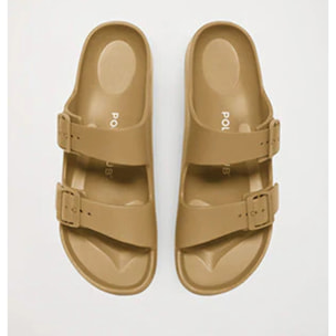 Chancla bio camel para mujer con hebillas