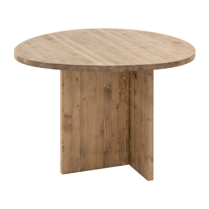 Mesa de comedor de madera maciza en tono roble oscuro de 100cm Alto: 75 Largo: 101 Ancho: 99.8