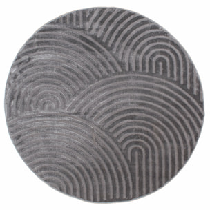 BIANCA - Tapis rond à motif arc en ciel en relief - Gris