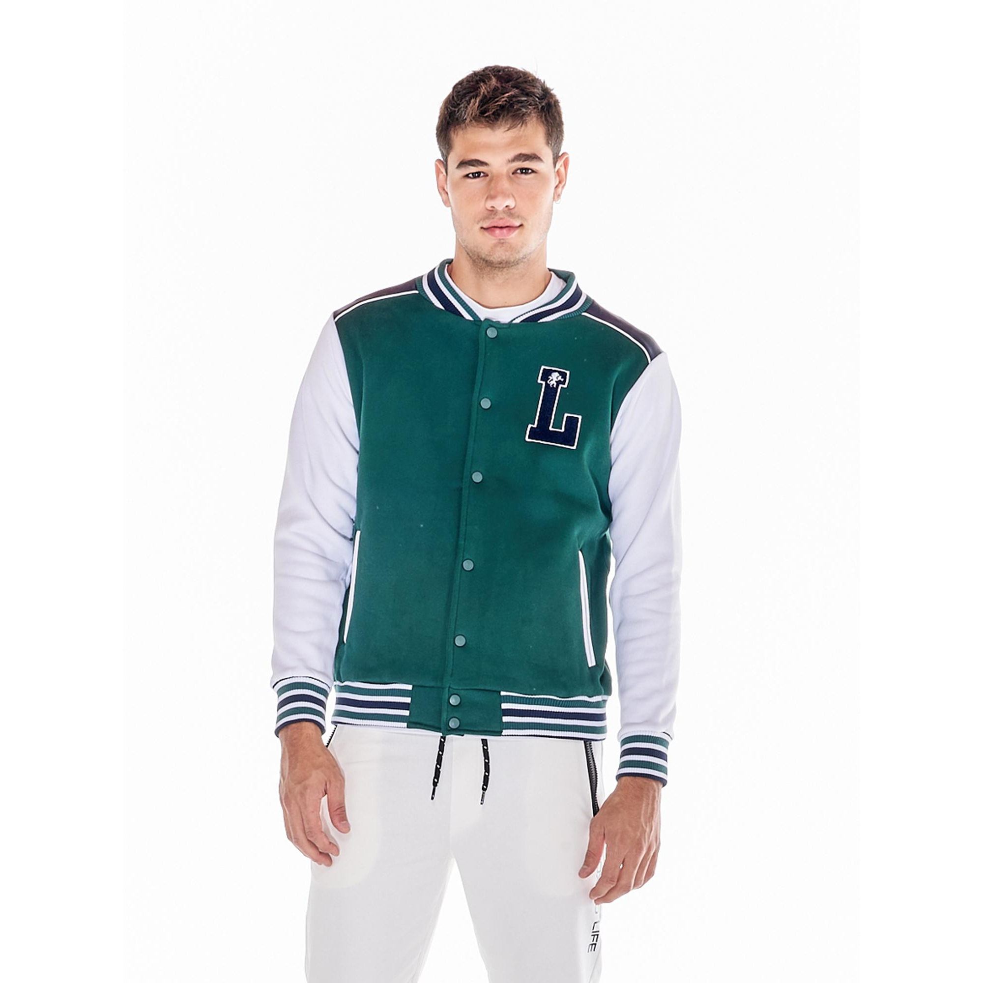 Chaqueta bomber universitaria con botones para hombre