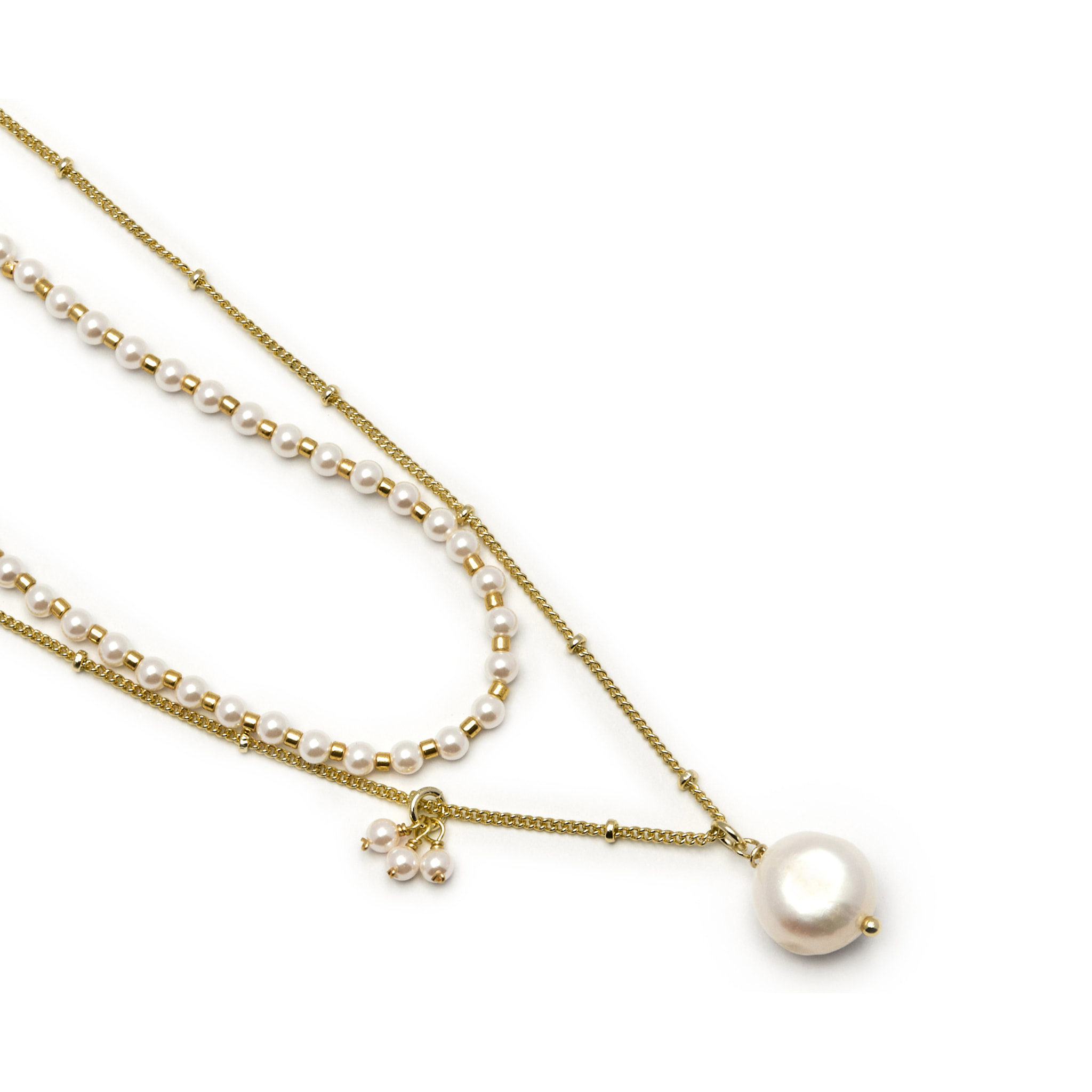 Collar de Perla Blanca acabado en oro amarillo de 18k