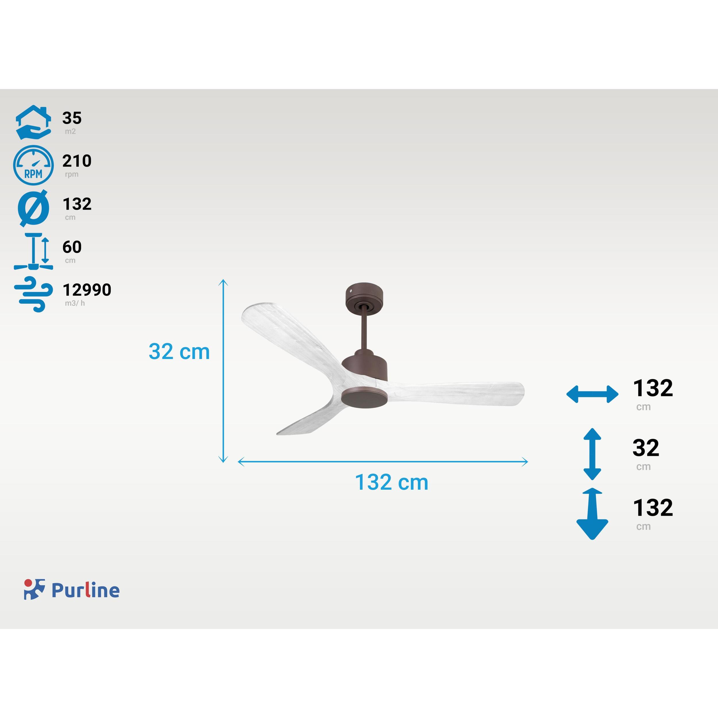 Ventilateur de plafond Wifi Moteur à courant continu Télécommande Hypersilence Mémoire