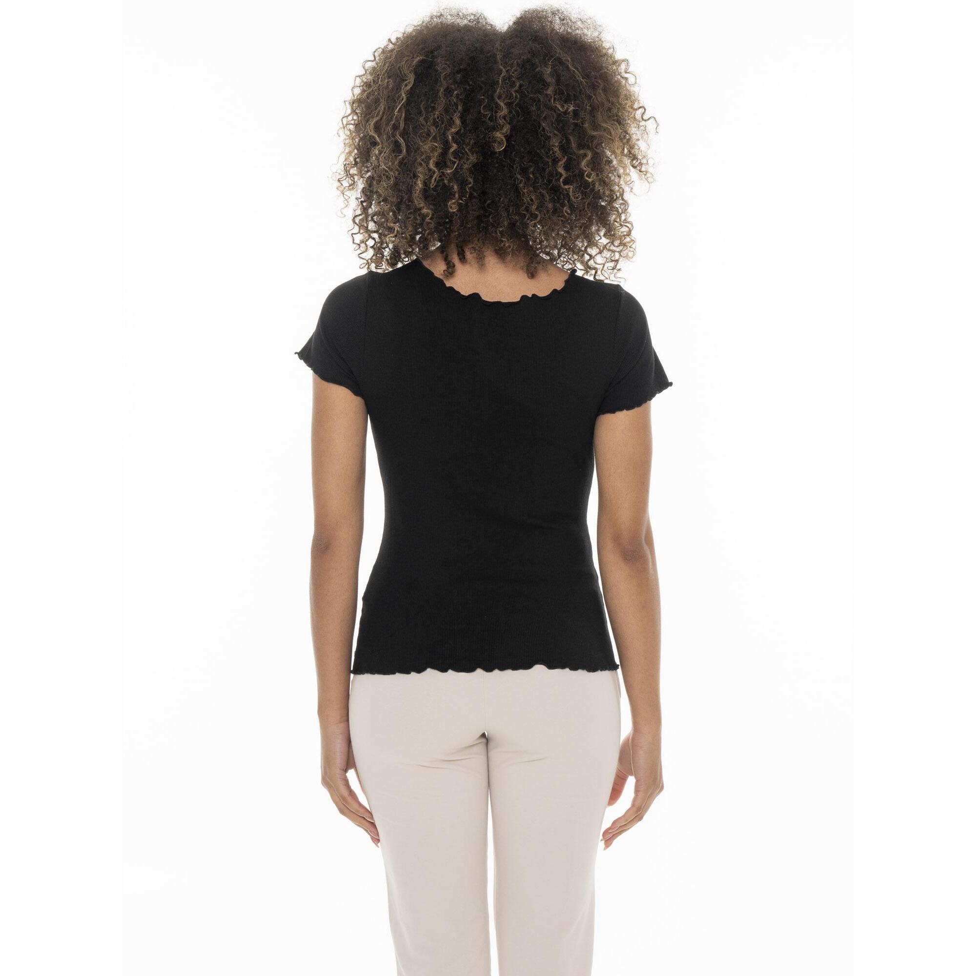 T-shirt da donna in costina elasticizzata Leone Chic Gold