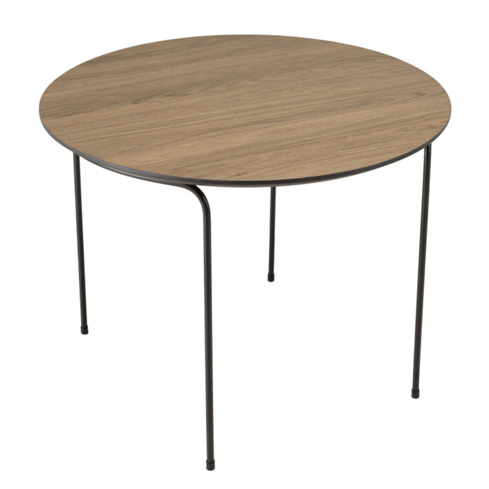 FLEUR - Table basse ronde 60x60cm, couleur mocha, pieds métal noir
