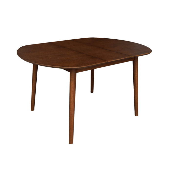 Table à manger ovale extensible bois d'hévéa et placage chêne noyer 4-6 places - 110 / 140 x 100 x 75 cm - Lisa
