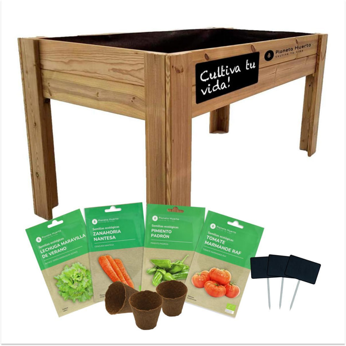 PLANETA HUERTO | Pack Huerto Urbano con Semillas - Mesa de Cultivo y Semillas Ecológicas | Ideal para Principiantes
