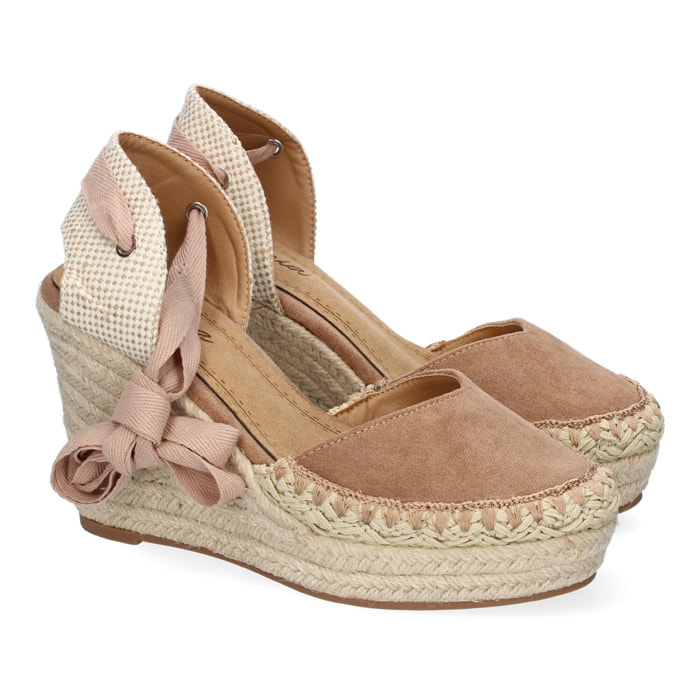 Sandalia de Mujer con Cuña de Yute, Comodas y Elegantes, Diseño Moderno con Cintas