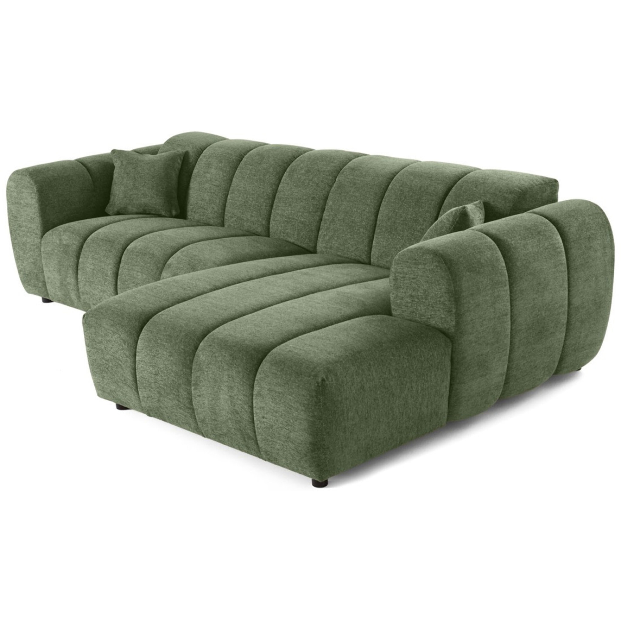 Curtis - canapé d'angle droit 4 places en tissu texturé - Vert