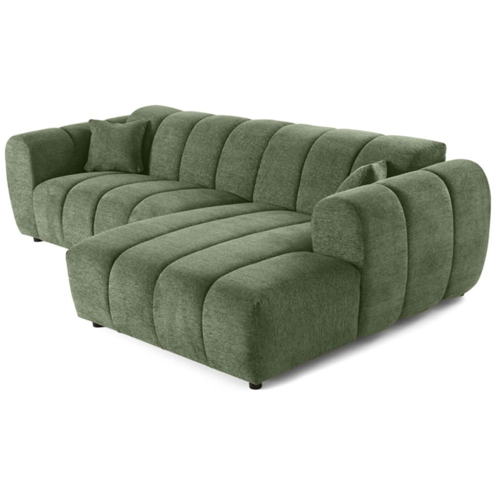 Curtis - canapé d'angle droit 4 places en tissu texturé - Vert