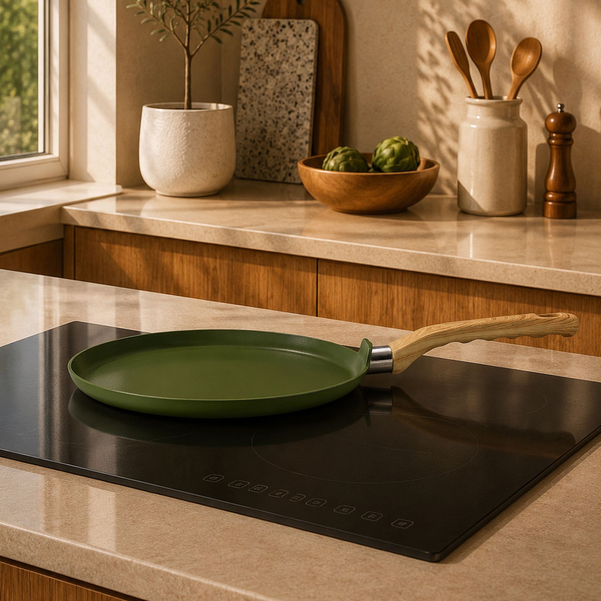 Crêpière 26cm avec revêtement céramique vert - tous feux COLORAMA