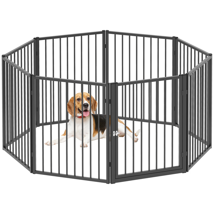 Parque para Perros Vallas para Perros de 8 Paneles 60x76 cm Corralito para Perros Pequeños y Medianos de Acero para Interior y Exterior Negro