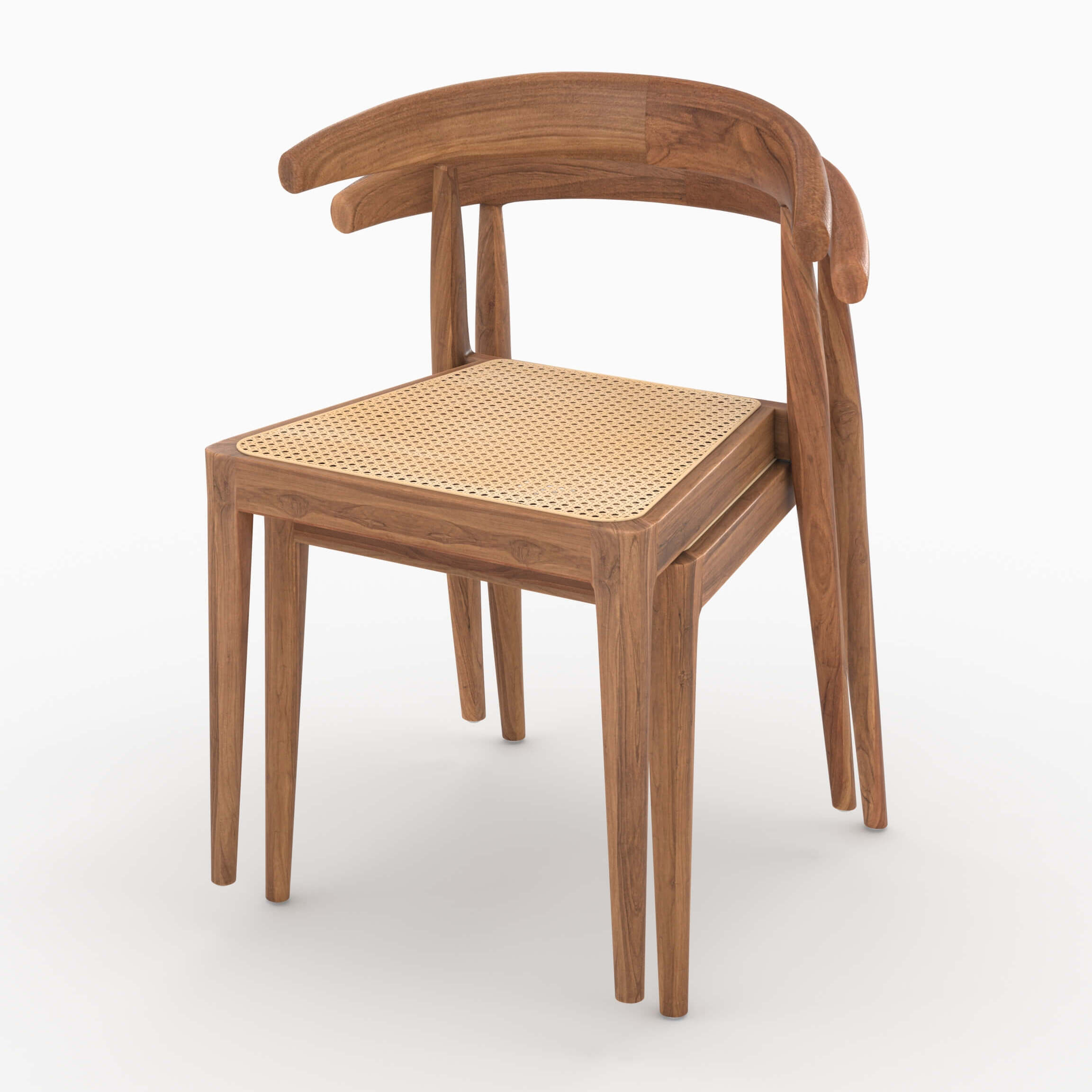 Lot de 2 chaises en bois de teck et cannage en rotin - Alia