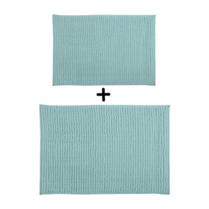 Lot de 2 Tapis de bain Microfibre CHENILLE Vert Pastel 40x60 et 60x90cm MSV