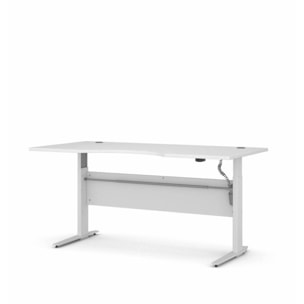Scrivania Agretto, Scrittoio multiuso, Tavolo per ufficio porta PC, Piano di lavoro, 180x90 h119 cm, Bianco