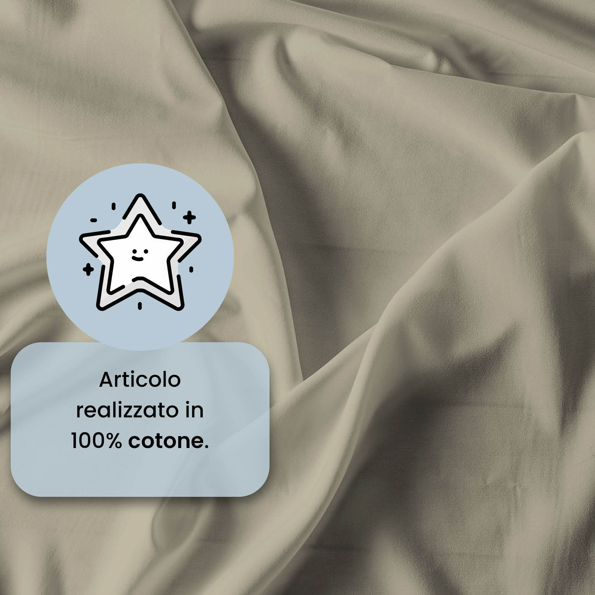COMPLETO LETTO MAX COLOR, 100% Cotone, Made in Italy - TORTORA