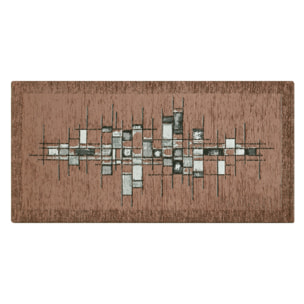 Tappeto Jacquard Ideale Cucina Ingresso Made In Italy Antiscivolo, Lavabile, Morbido Disegno Pixel Marrone By Suardi