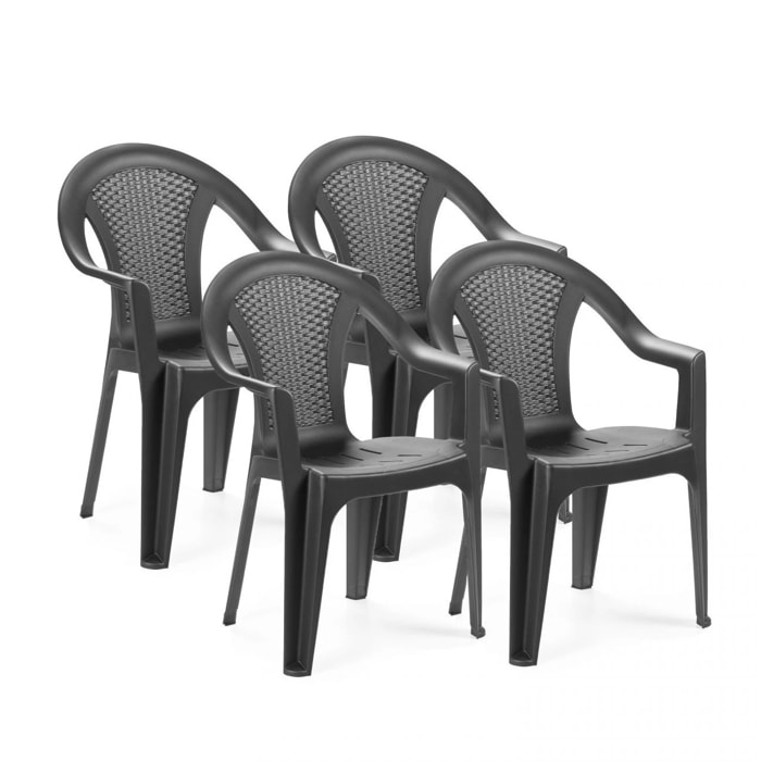 Pack 4 sillas de exterior Coral Antracita