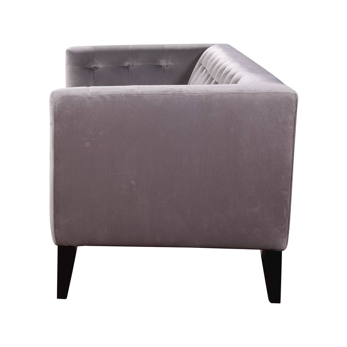 Canapé droit fixe en velours "Vanessa" - 3 places - Gris clair