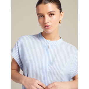 Elena Mirò - Blusa a micro righe - Azzurro