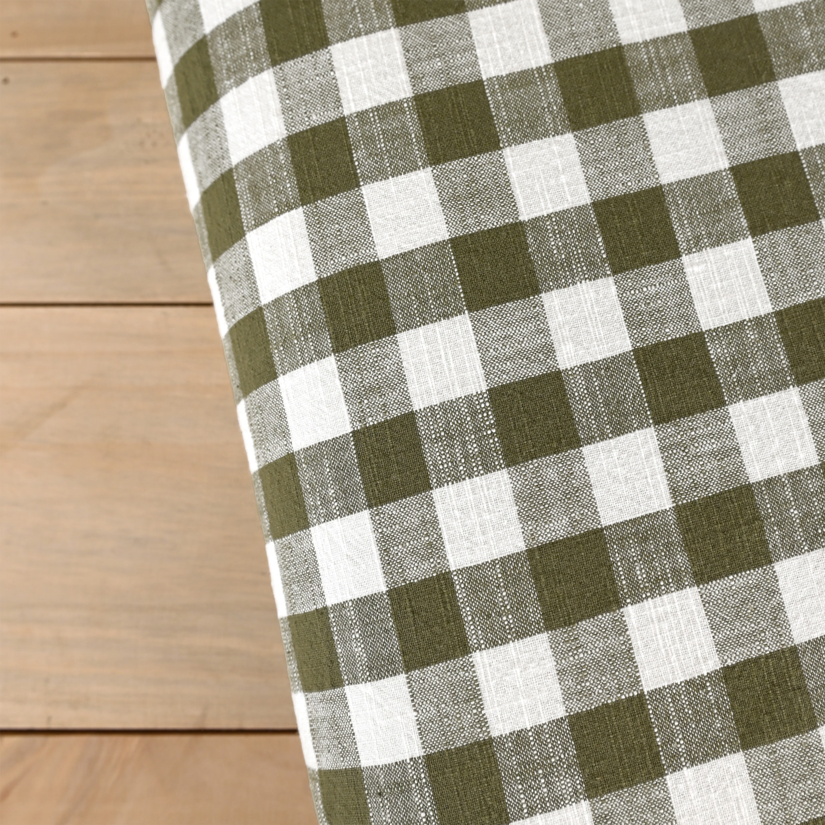 Édredon réversible coton flammé motifs rayures et vichy LOURMARIN - Kaki