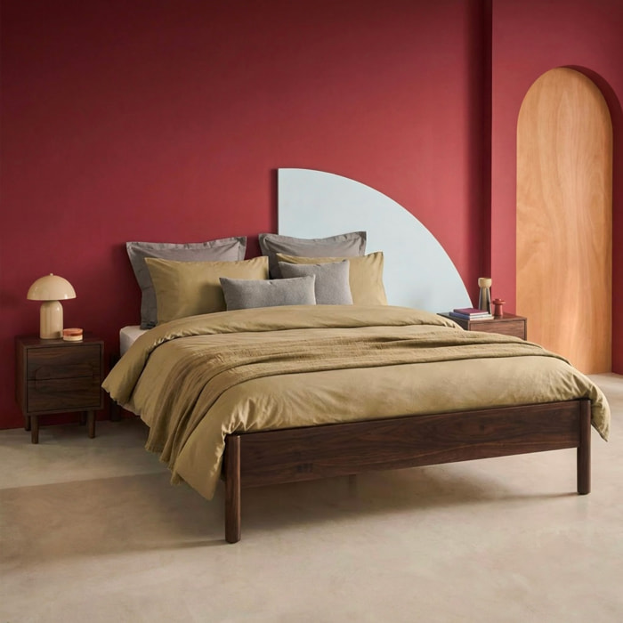 Lit avec sommier à lattes 160x200cm décor bois HARMONY