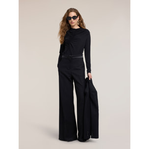 Motivi - Body con drappeggio e maniche lunghe - Nero