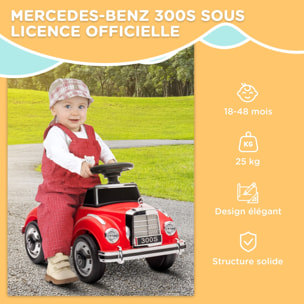 Porteur enfant voiture licence Mercedes-Benz 300S coffre butée arrière anti-basculement rouge