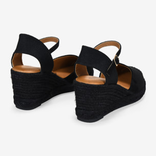 Alpargatas de cuña negras con esparto