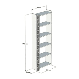 Libreria Destéve, Scaffale da ufficio, Mobile portalibri, Biblioteca, 65x24h170 cm, Noce e Bianco