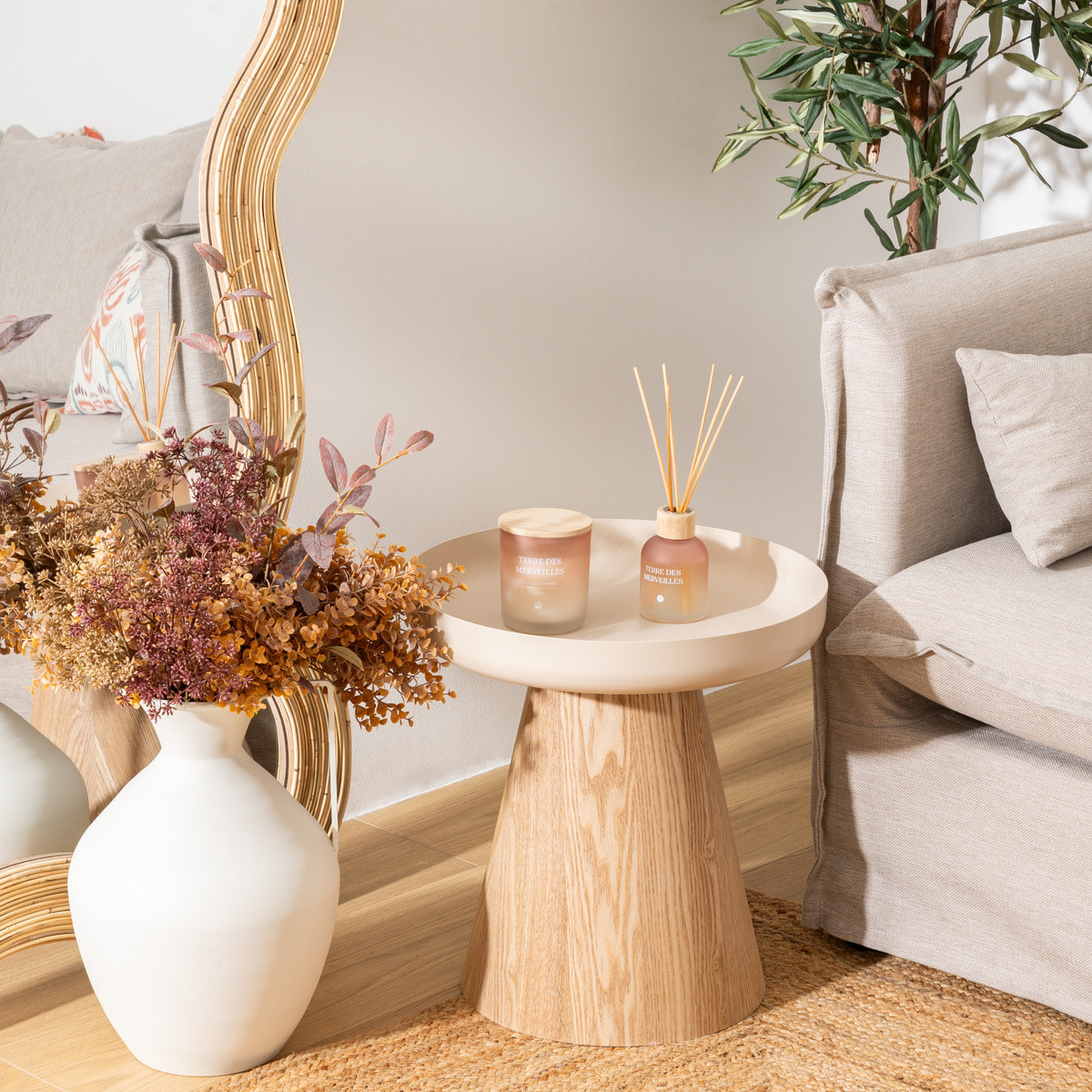 Table d'appoint "Hercyna" beige 41,840x40cm