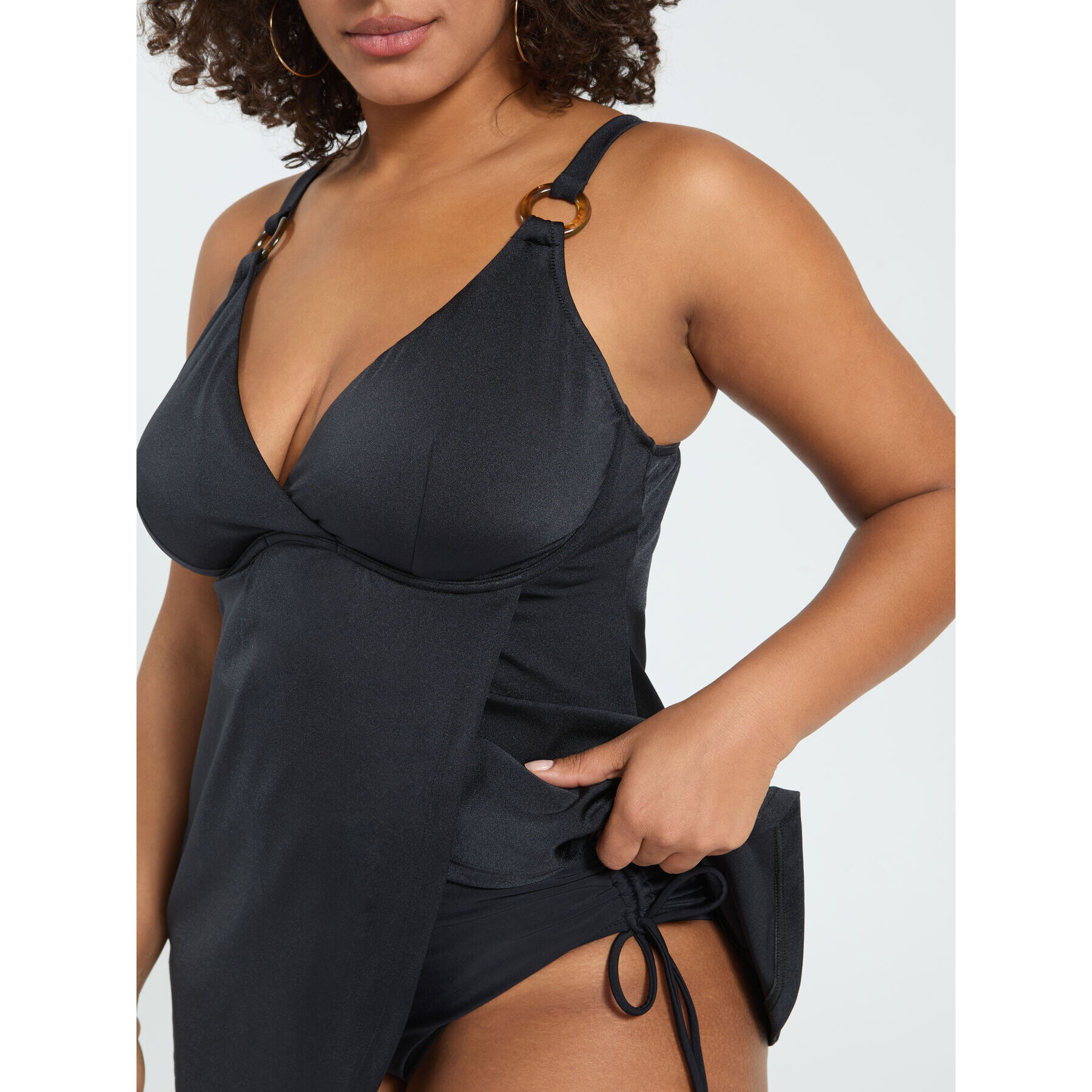 Fiorella Rubino - Top Tankini con detalle de anilla - Negro