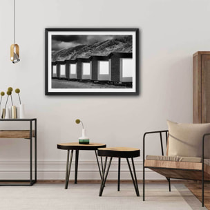 Poster cabanes de plage Affiche sous cadre noir