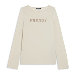 T-shirt a maniche lunghe in jersey con logo FREDDY in strass
