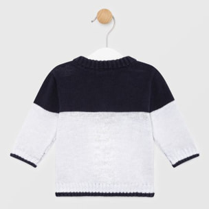 TRICOT COTONE BIANCO/BLU