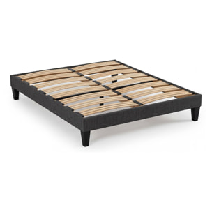 Ensemble Matelas Hybride Marquise & Sommier Kit Tissu Gris, Mémoire de Forme & Ressorts Ensachés, 33 cm, Soutien Ferme, Lattes flexibles