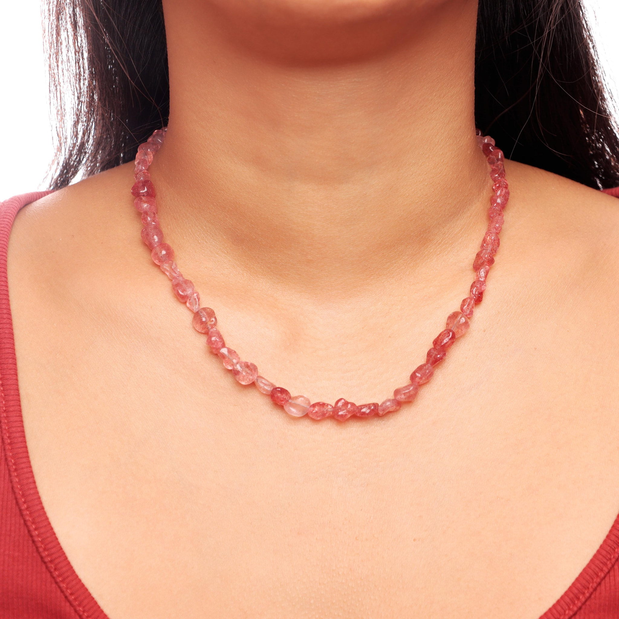 Collana Girocollo con Pietre Naturali Quarzo Rosa