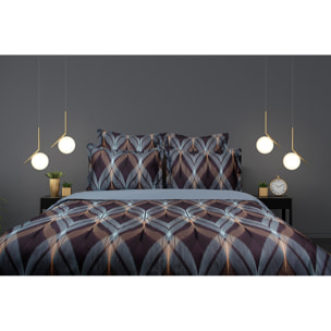 Housse de couette + taies oreiller satin de coton "La mer"