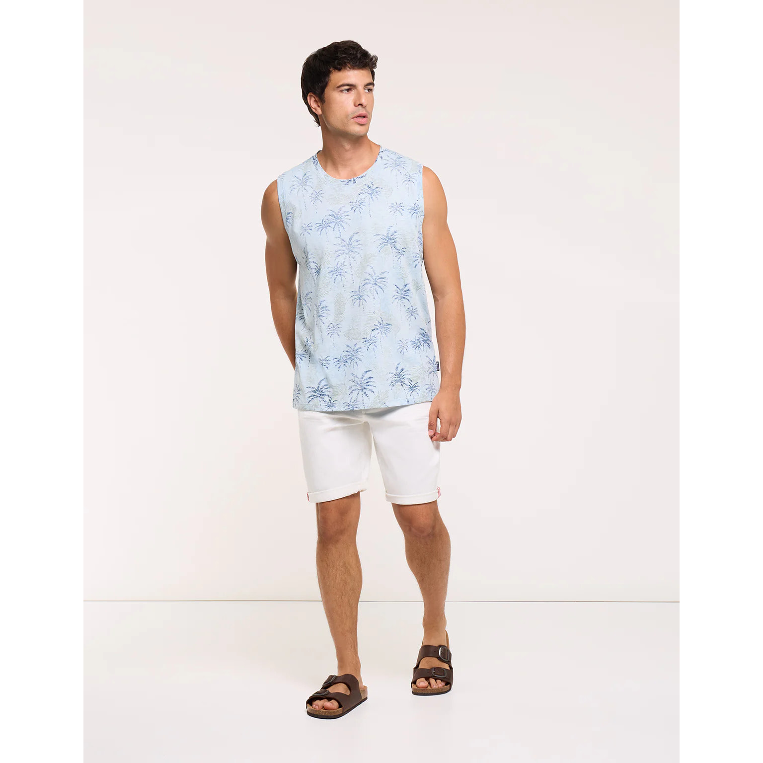 Camiseta Palmeras Sin Mangas Azul - Palmlako
