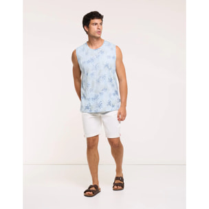 Camiseta Palmeras Sin Mangas Azul - Palmlako