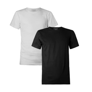 T-Shirt Uomo Pyrex Cotone Bielastico Art. PG30 Conf. 2 pz Girocollo Ass (1 Bianco + 1 Nero)