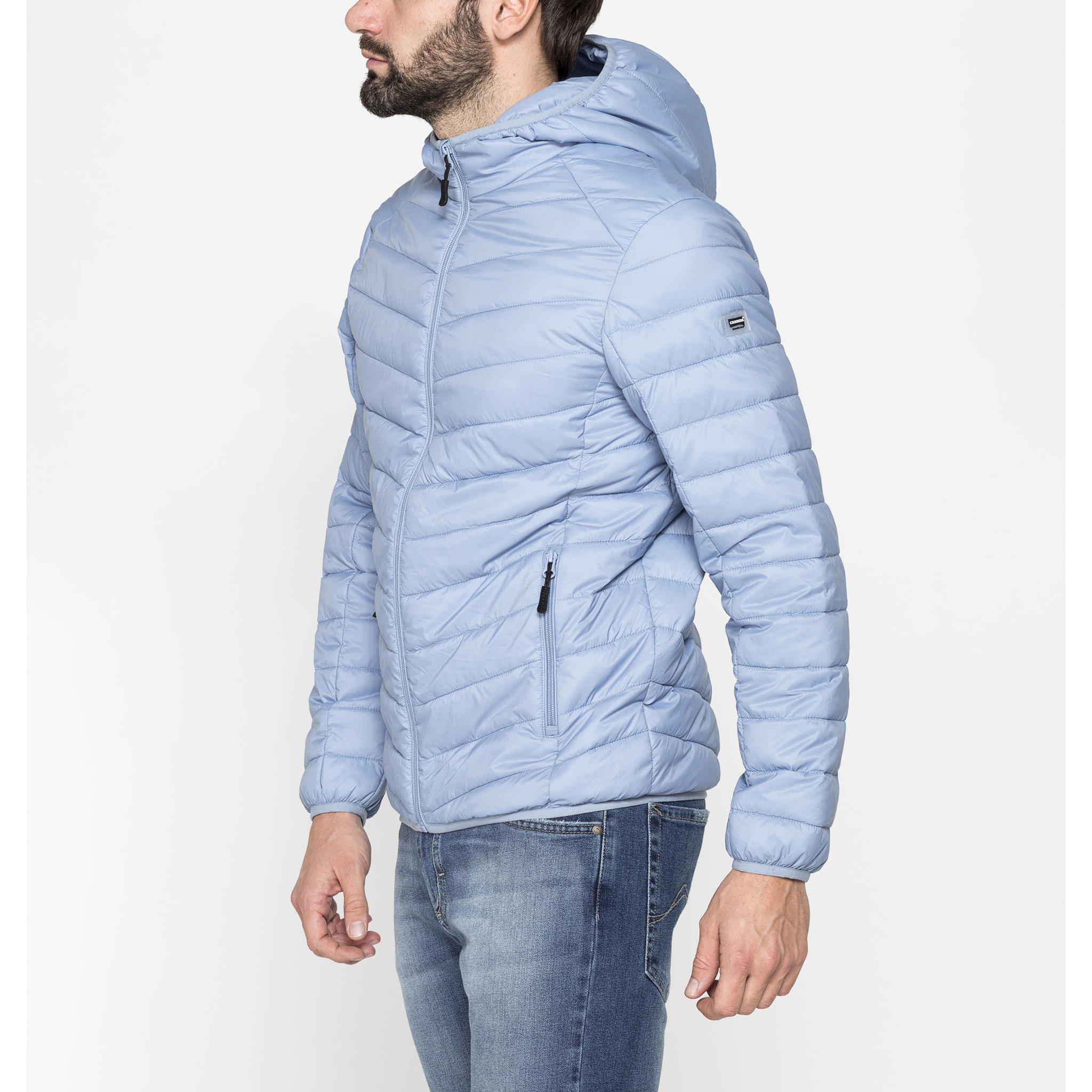 GIUBBINO MANICA LUNGA CON CAPPUCCIO ULTRA LIGHT - TESSUTO ED IMBOTTITURA IN MATERIALE RICICLATO