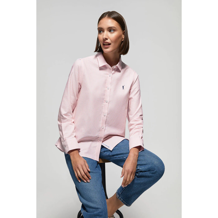 Camicia Oxford a righe rosa con logo Rigby Go