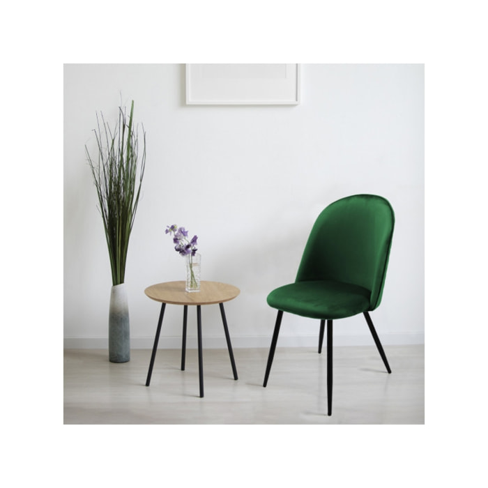 Chaise en velours dossier capitonné pieds métal Noir- SANSA