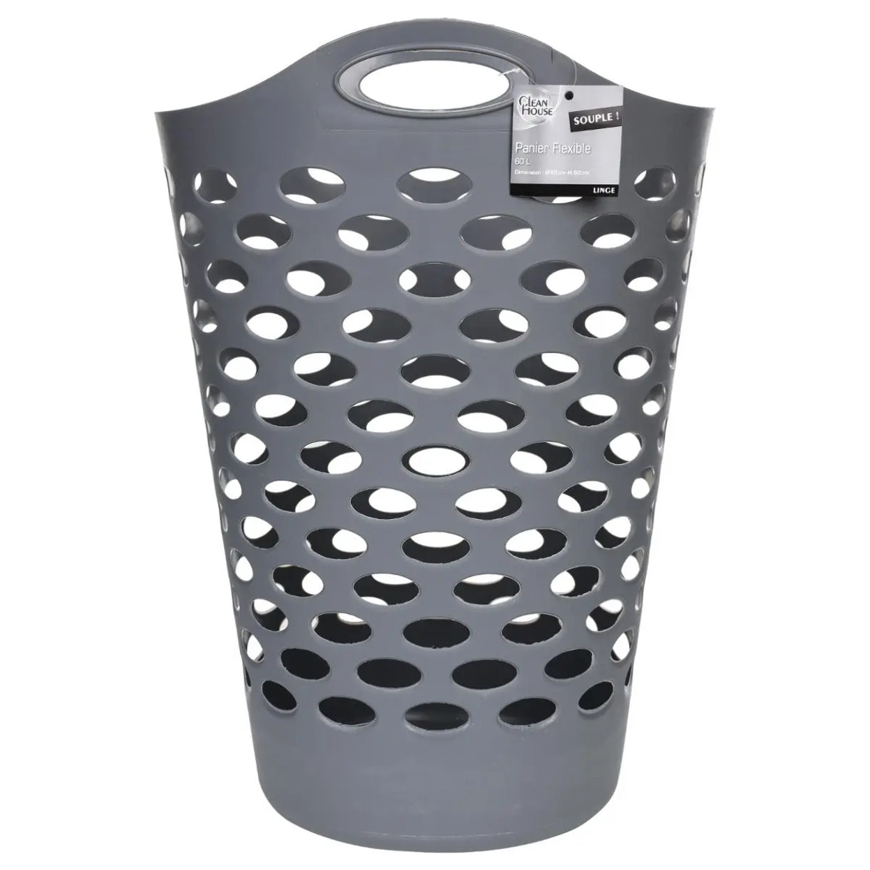 Corbeille à linge souple 60L gris