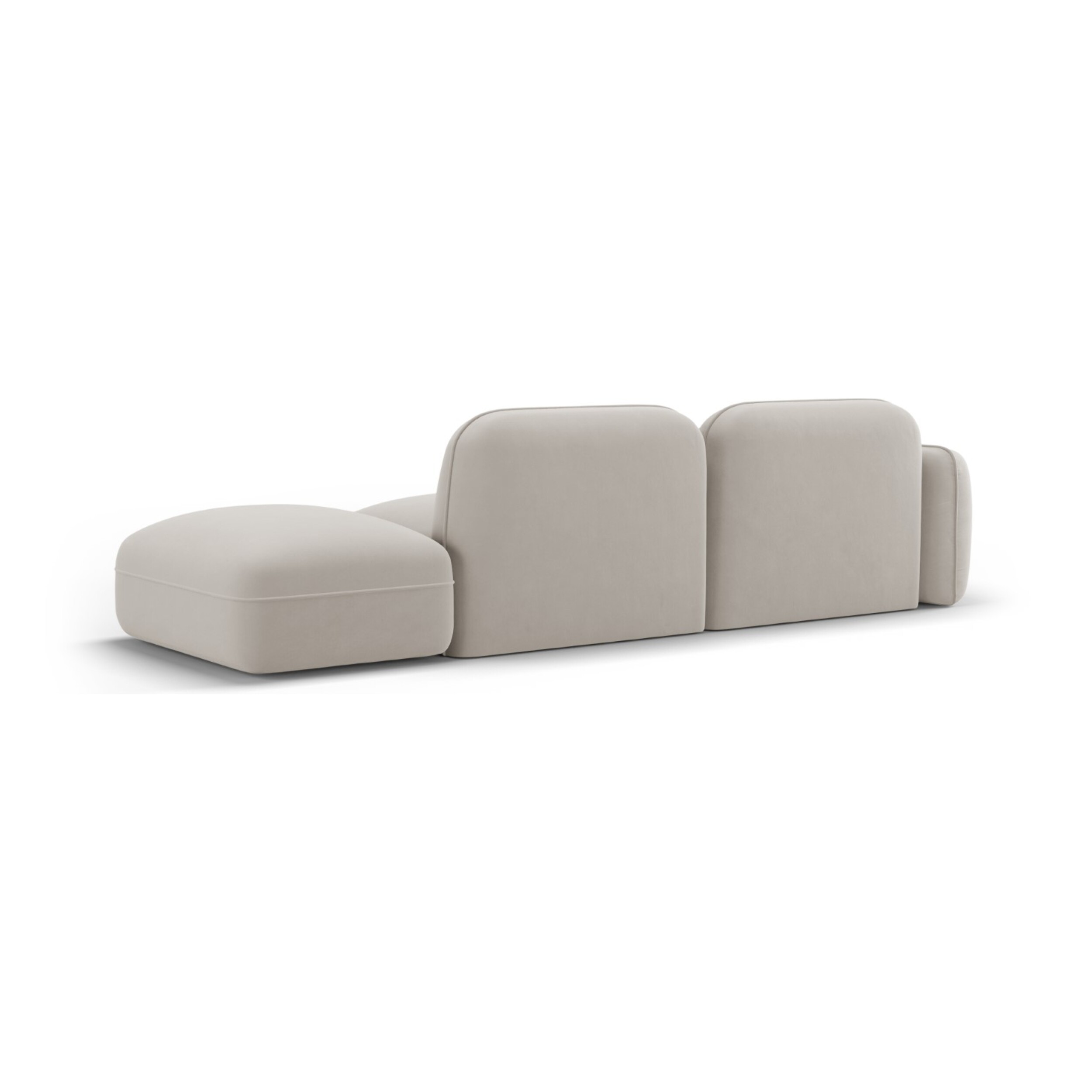 Canapé modulable droit "Lucien" 3 places en velours beige clair